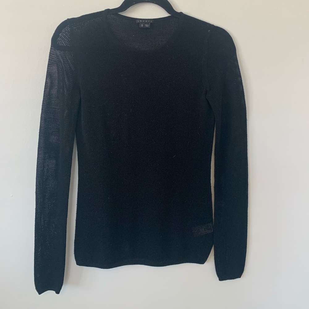 Black cashmere Theory See through knit sweater